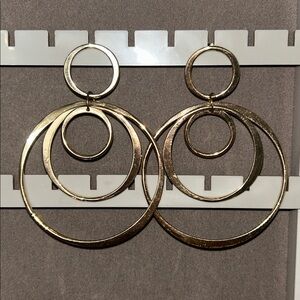 Large Gold-tone Multi-Hoop Statement Earrings